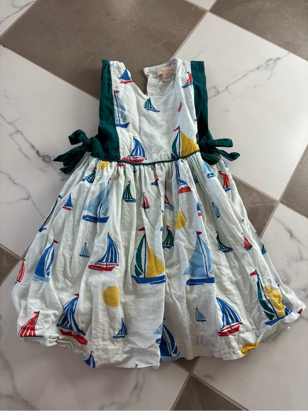 Pink chicken sailboat dress